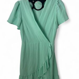 Elegant Mint Green Wrap Dress